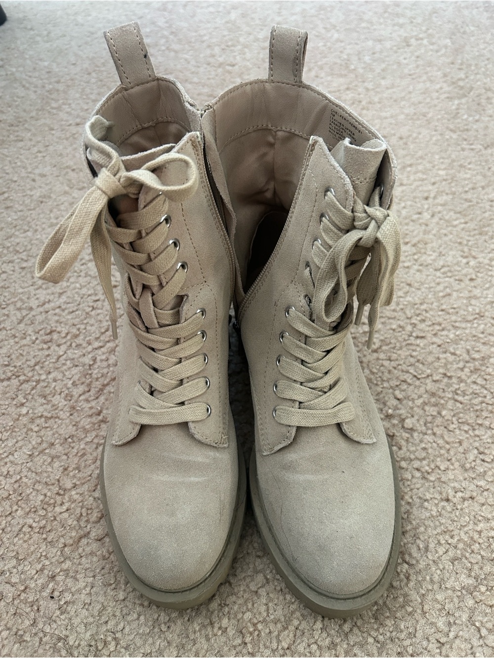STEVE MADDEN: Women's Lace-Up Suede Combat Boots - Beige - Picture 5 of 6
